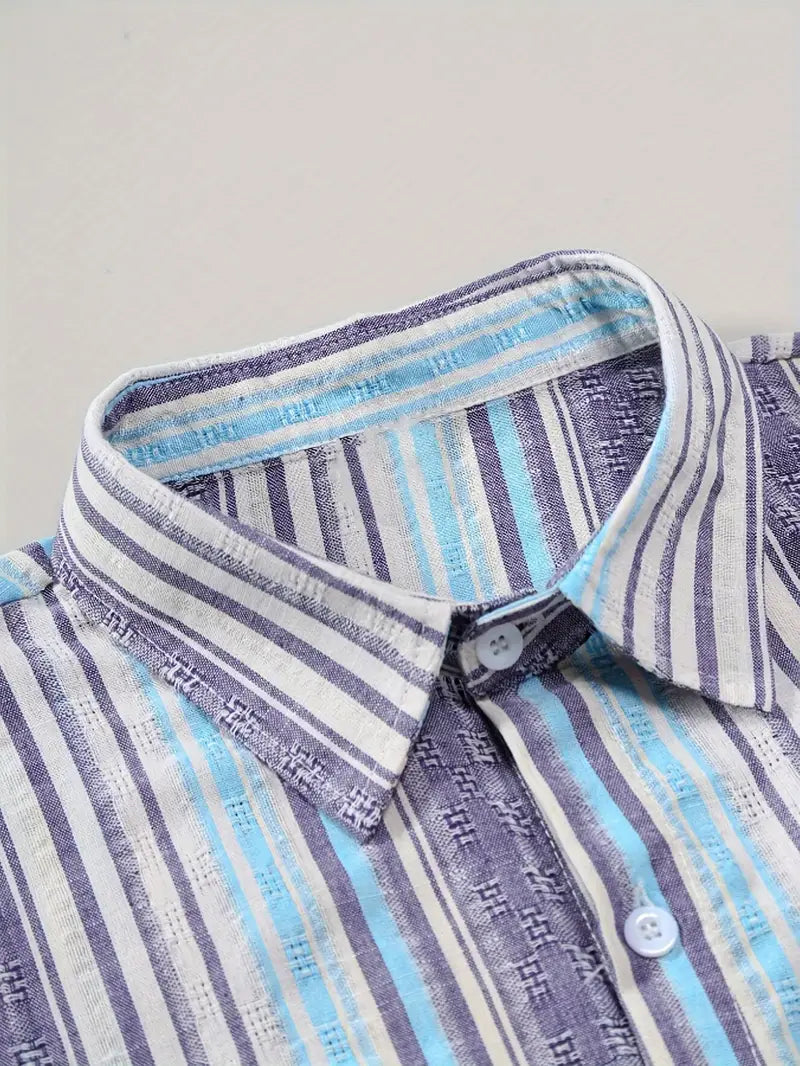 Edward | Cotton Striped Short Sleeve Shirt