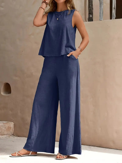 Alana | Sleeveless Top & Wide-Leg Pants Set