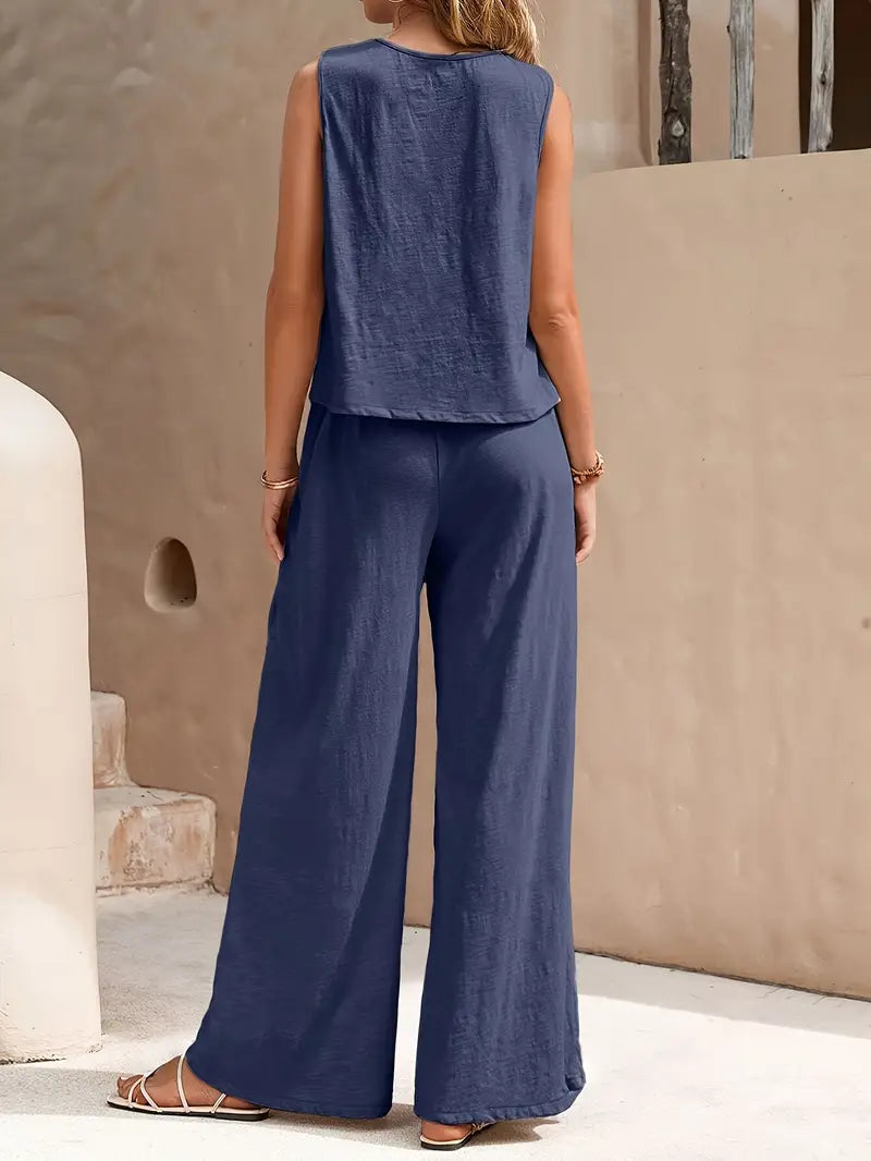 Alana | Sleeveless Top & Wide-Leg Pants Set