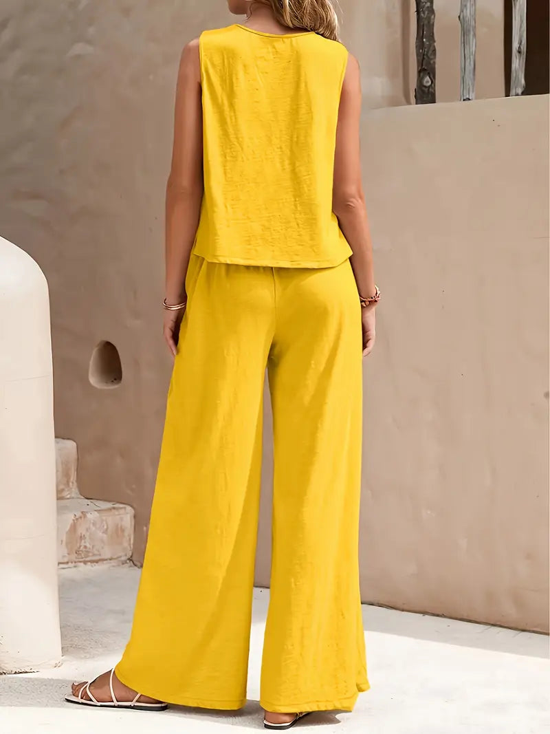 Alana | Sleeveless Top & Wide-Leg Pants Set