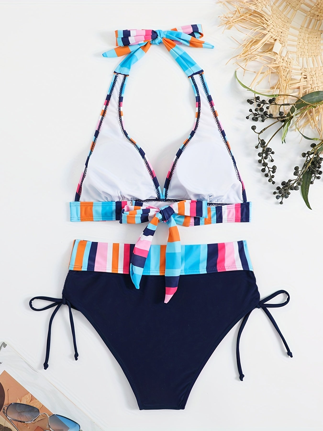 Vanessa | Striped Halter Neck Bikini Set