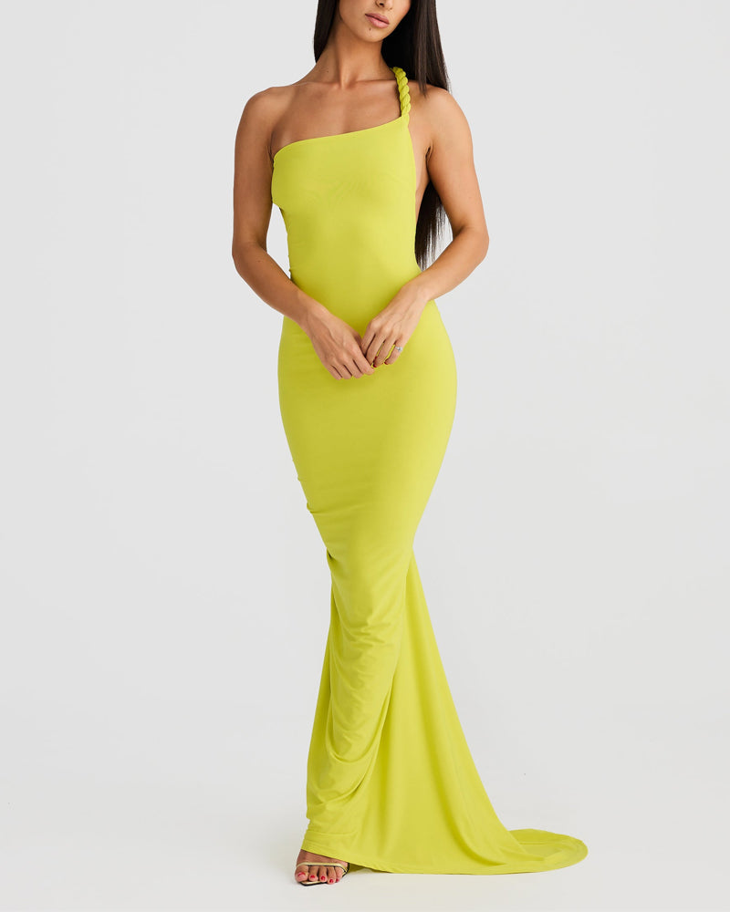 Sexy Solid Color Backless Woven Dress