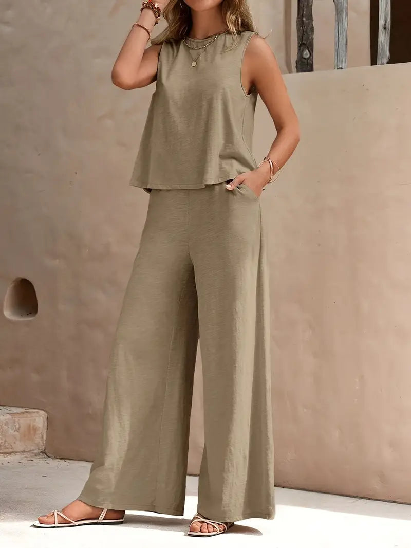 Alana | Sleeveless Top & Wide-Leg Pants Set