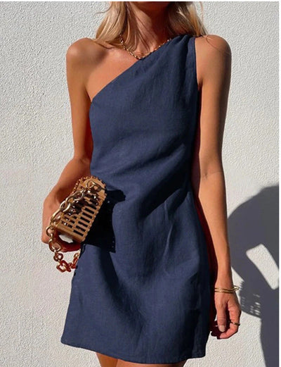 Off Shoulder Solid Color Mini Dress