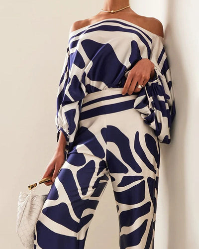 Elegant abstract print two-piece set