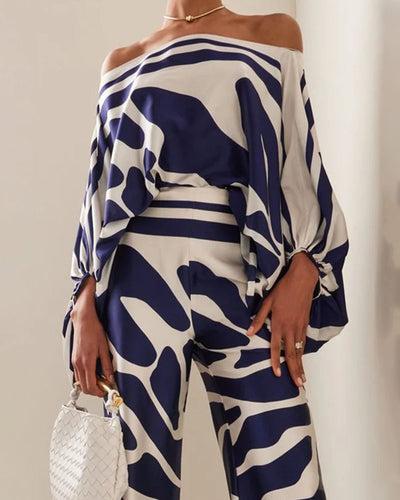 Elegant abstract print two-piece set