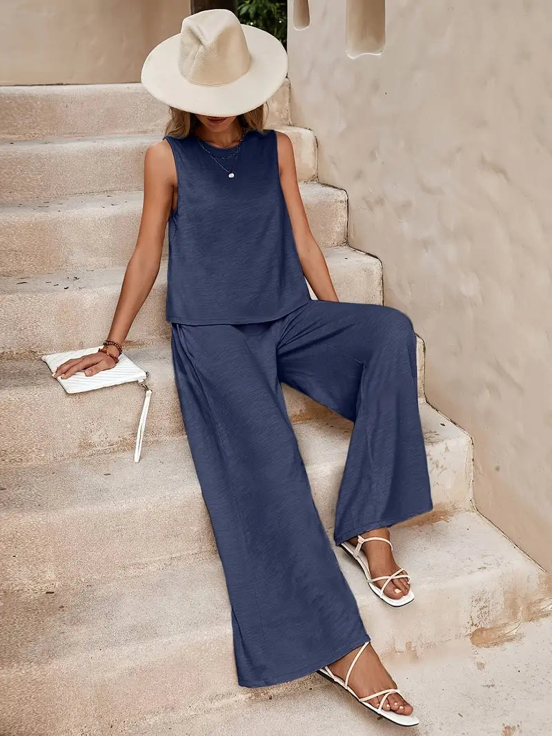 Alana | Sleeveless Top & Wide-Leg Pants Set