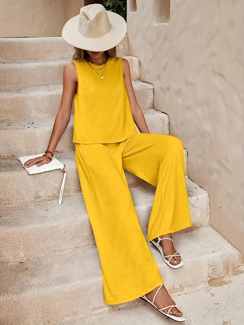 Alana | Sleeveless Top & Wide-Leg Pants Set