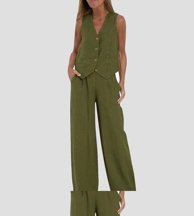 Aileen |  Elegant Vest & Wide-Leg Trousers Set