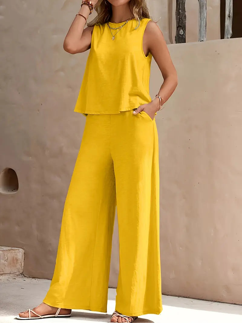 Alana | Sleeveless Top & Wide-Leg Pants Set