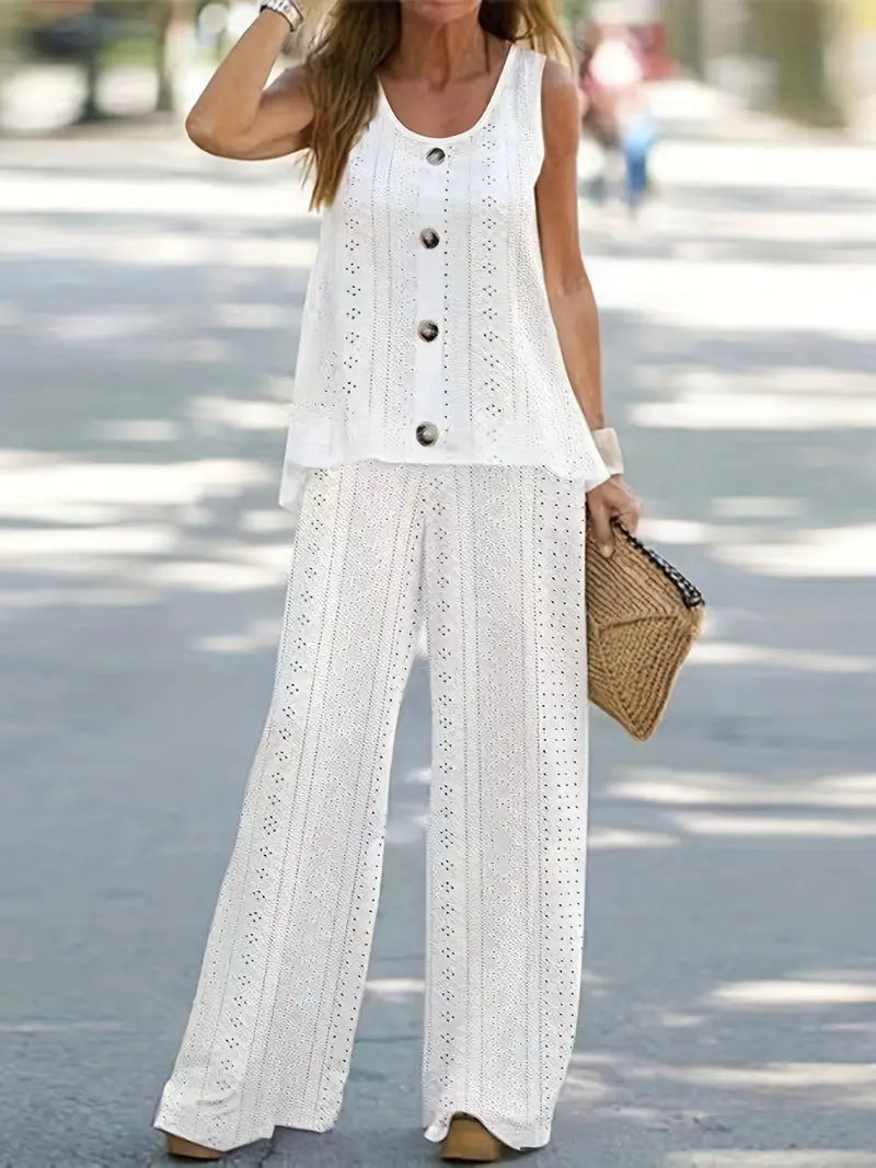 Juliana | Eyelet Button-Front Set