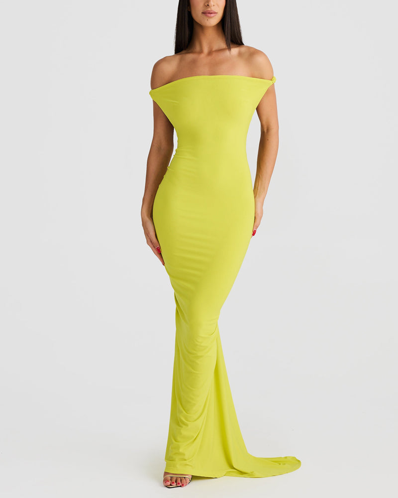 Sexy Solid Color Backless Woven Dress