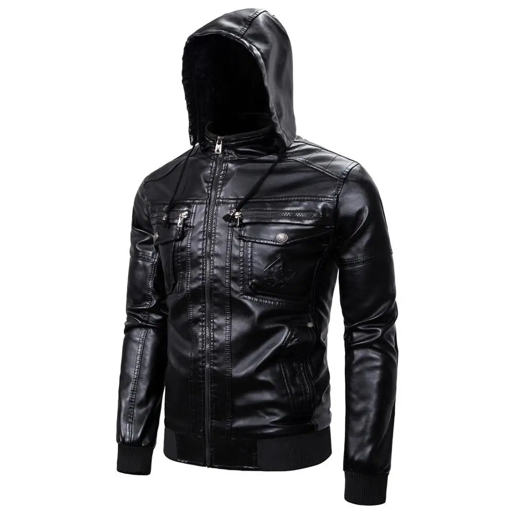 Nathan | PU Leather Hooded Jacket