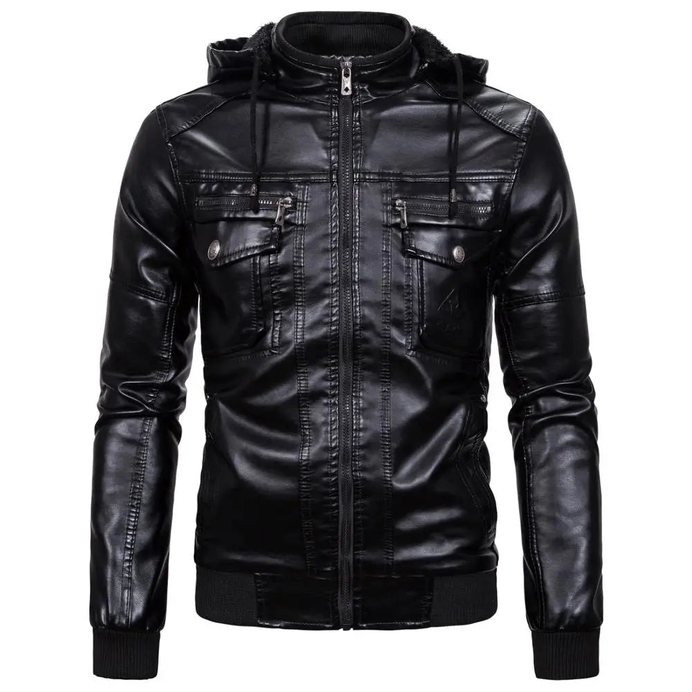 Nathan | PU Leather Hooded Jacket