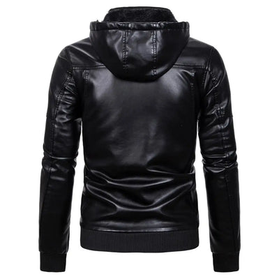 Nathan | PU Leather Hooded Jacket