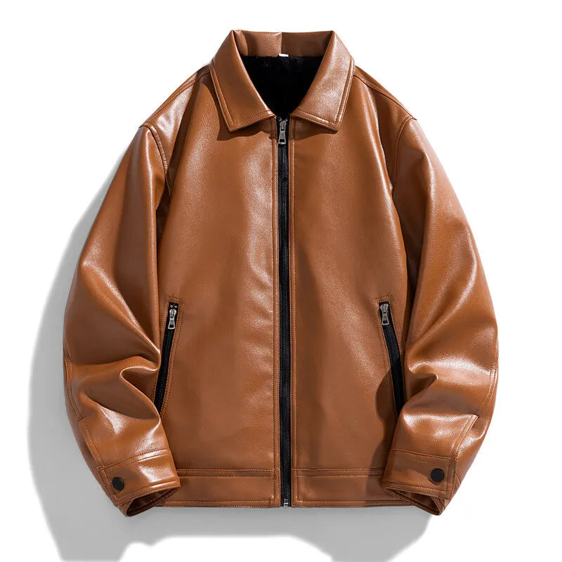 Hudson | PU Leather Retro Bomber Jacket