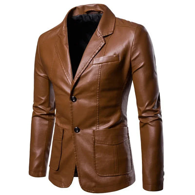 Louis | Elegant PU Leather Blazer