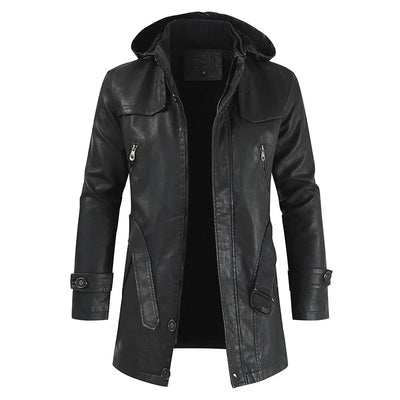 Adrian | PU Leather Hooded Jacket