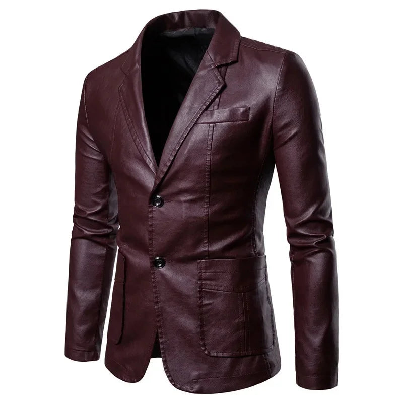 Louis | Elegant PU Leather Blazer