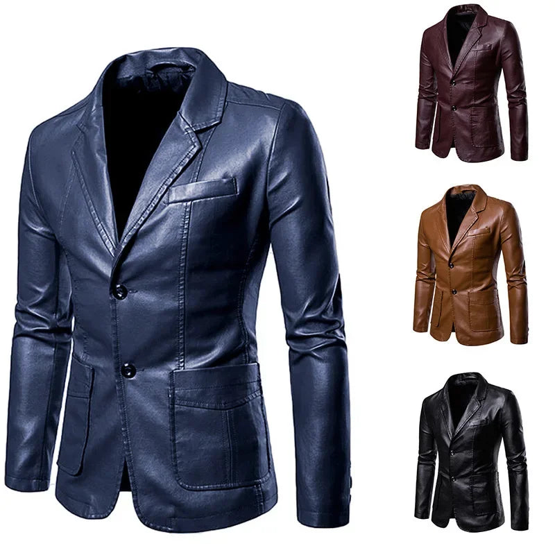 Louis | Elegant PU Leather Blazer