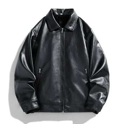 Hudson | PU Leather Retro Bomber Jacket