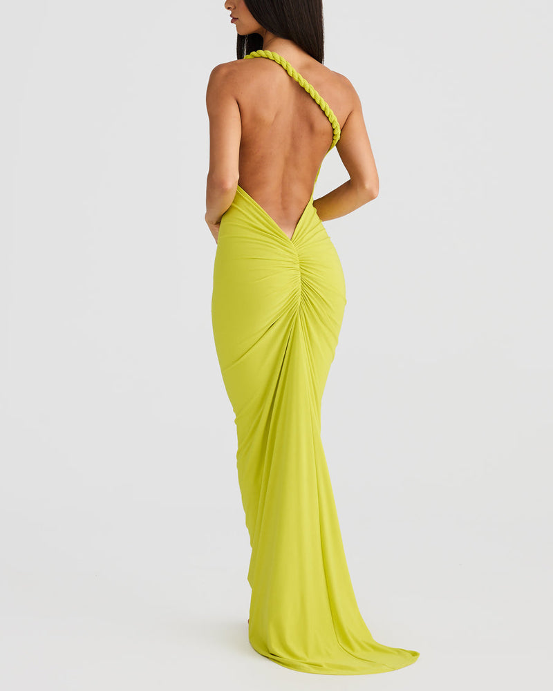 Sexy Solid Color Backless Woven Dress