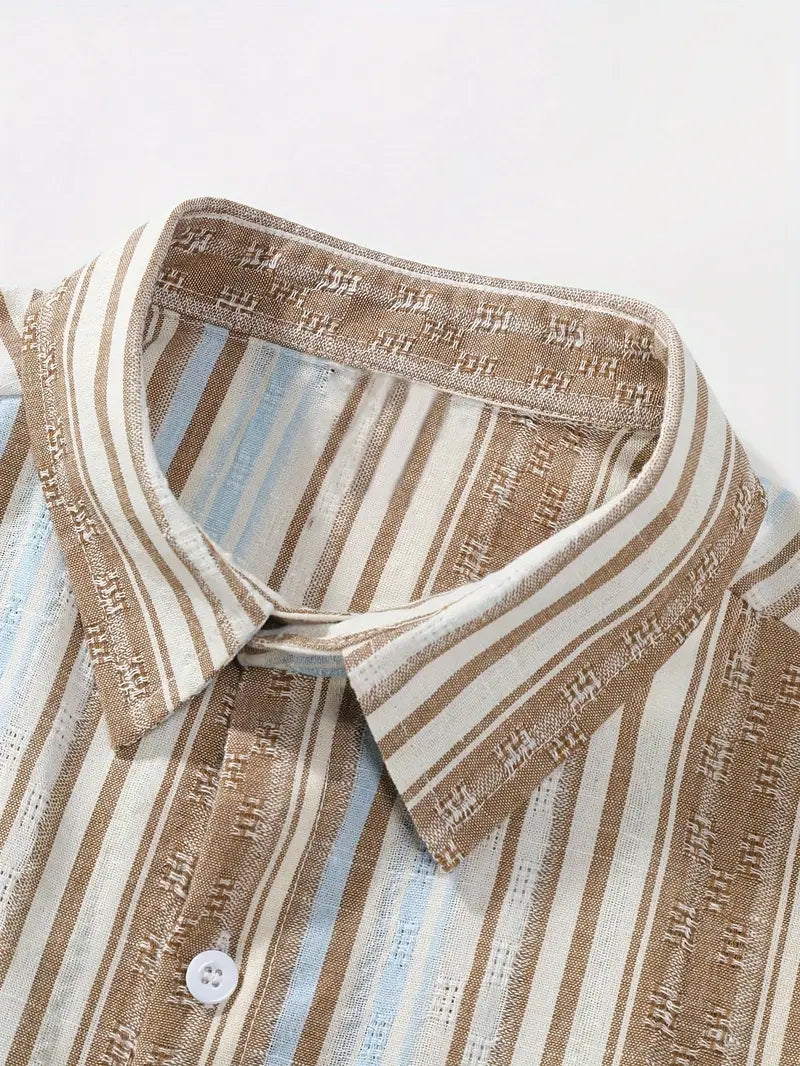 Edward | Cotton Striped Short Sleeve Shirt