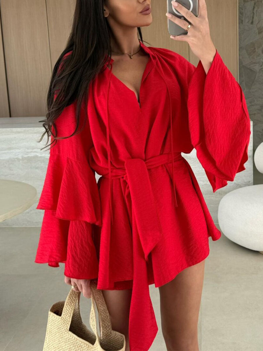 Ruffle Tie Mini Dress