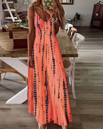 Casual Tie-dye Printed Maxi Dress