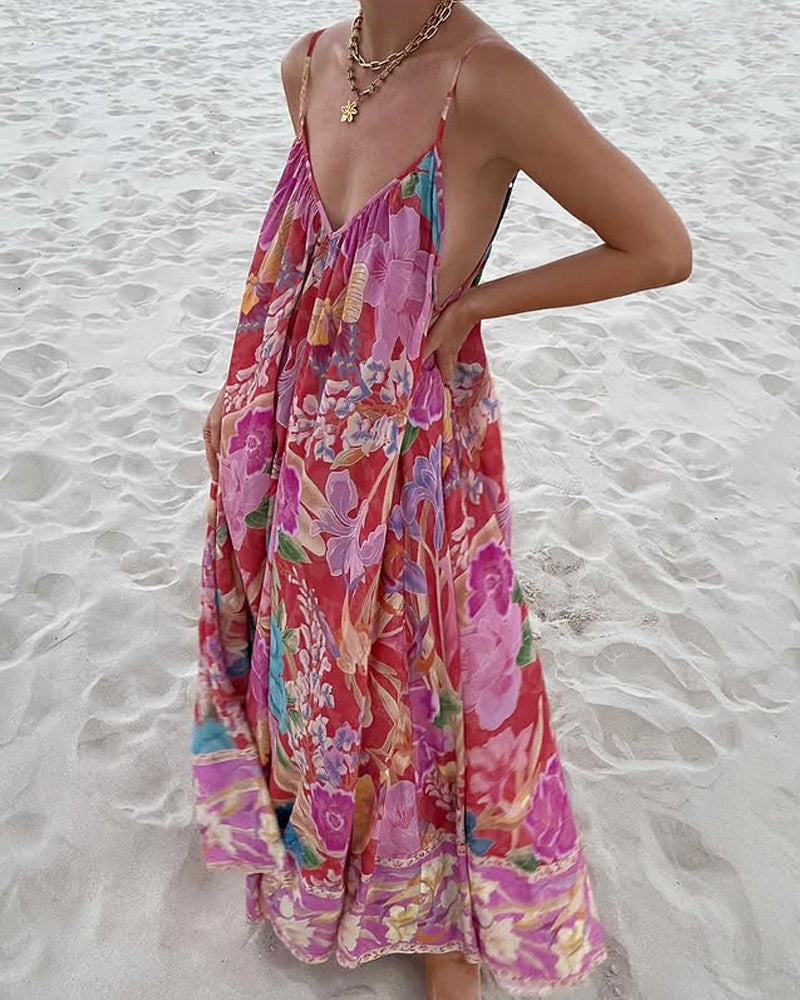 Holiday Printed Sling Dress