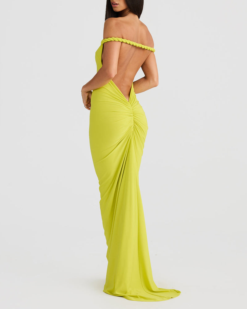 Sexy Solid Color Backless Woven Dress