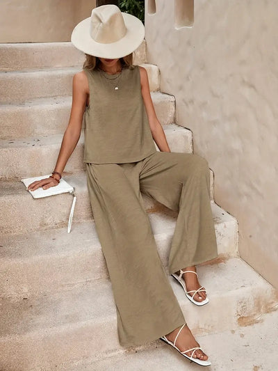 Alana | Sleeveless Top & Wide-Leg Pants Set