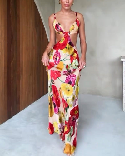 Sexy Hollow Flower Sling Dress