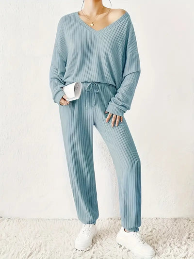 Monroe | Casual V-Neck Knit Tracksuit