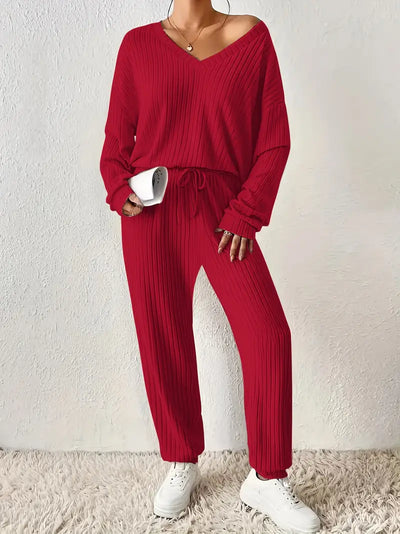 Monroe | Casual V-Neck Knit Tracksuit