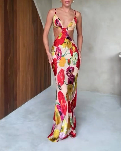 Sexy Hollow Flower Sling Dress