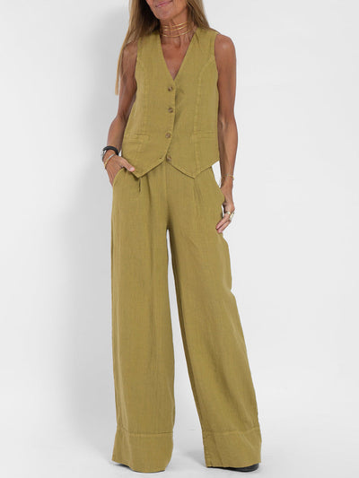 Aileen |  Elegant Vest & Wide-Leg Trousers Set