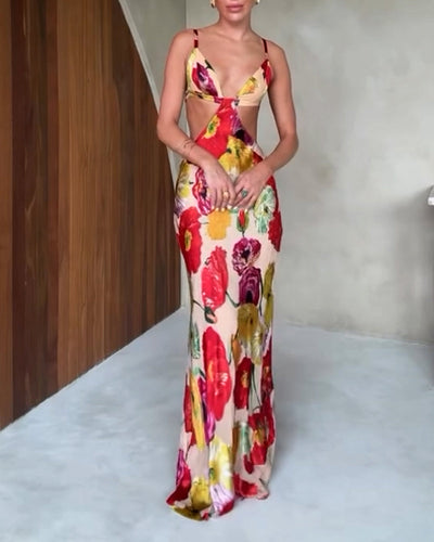 Sexy Hollow Flower Sling Dress